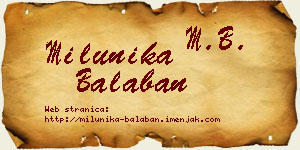 Milunika Balaban vizit kartica